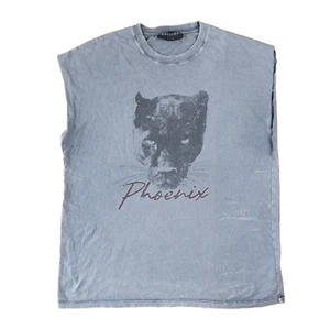Decjuba Tank Shirt Mens Large Grey Phoenix Black Panther Grunge Cut Off Sleeve - Picture 1 of 19