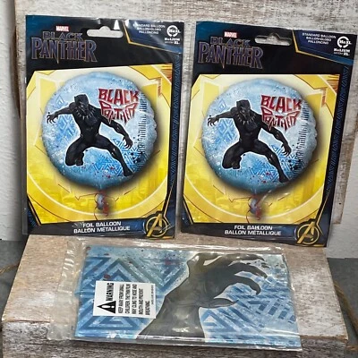 Lot of 3 XL Anagram Marvel Black Panther Standard Round Foil Balloon 17" New - Image 1 of 4