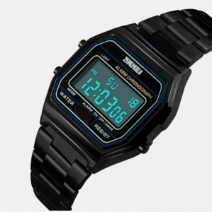 30M IMPERMEABLE ESTILO F-91W ALARMA DEPORTIVA CLÁSICO RELOJ DIGITAL RETRO NEGRO - Imagen 1 de 3