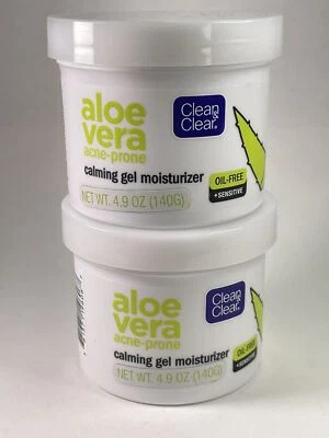 Gel hidratante calmante propenso al acné de aloe vera limpio y transparente 4 OZ cada uno--paquete de 2 Foto 1 de 4