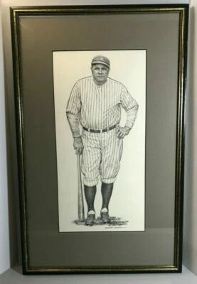 De colección Babe Ruth - Impresión ilustrada deportiva enmarcada - Robert Riger - Béisbol Foto 1 de 4