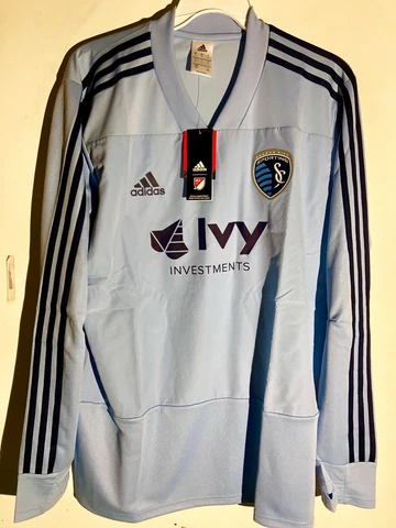 Adidas Long Sleeve MLS Jersey KANSAS CITY SPORTING TEAM GRAY sz M Cover