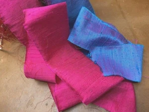 silk ribbon 1.5" hand dyed raw edges 1yd made in USA - Picture 1 of 5