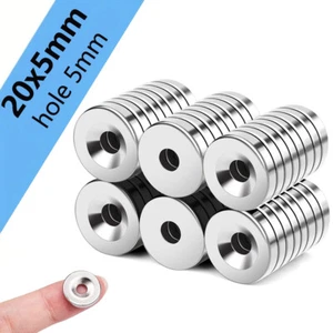 Super Strong Cylinder Magnets Rare-Earth Neodymium Magnet W/Hole Round 20x5mm - Picture 1 of 12