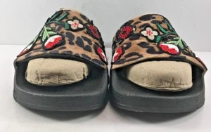Steve Madden Leopard & FLoral Print Patches Flip Flops Womens Size US 7M - Picture 1 of 7