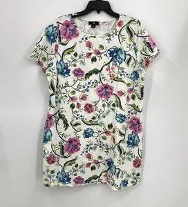 J Jason Wu Floral T-Shirt Kleid Frühling weiß rosa Blumen Etuikleid Damen Large - Bild 1 von 4