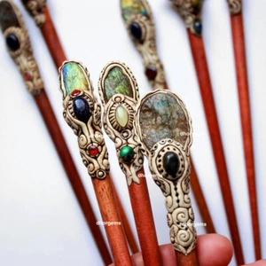 Labradorite Druzy Stick Polymer Clay Hair Sticks Hair Accessories Gift For her - Picture 1 of 8