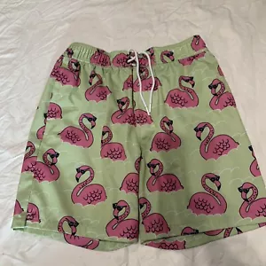 Sovereign Code Men’s Elastic Waist Shorts Size M Green/Pink Flamingo Design - Picture 1 of 10