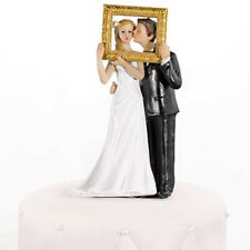 Hochzeitstortenfiguren goldener Bilderrahmen 14,5 cm - Hochzeitstorte Tortendeko