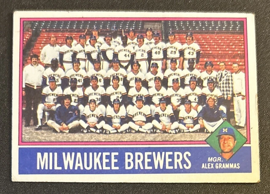 1976 Topps Brewers Team Checklist #606 Hank Aaron Robin Yount Gorman Thomas￼ - Image 1 of 2