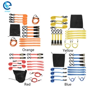 For Moving Cargo Ratchet Tie Down Straps –4 PK– 15 FT – 2,200 LB Break Strength - Picture 1 of 25