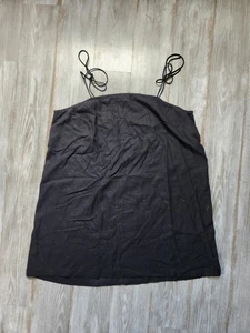 Old Navy Sleeveless Square Neck Linen Blend Mini Dress Black Tie Strap Plus 2X - Picture 1 of 8
