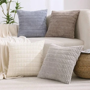 All Smiles Couch Decorative Throw Pillow Covers 18 x 18 (Pack of 4), Neutral  - Picture 1 of 4