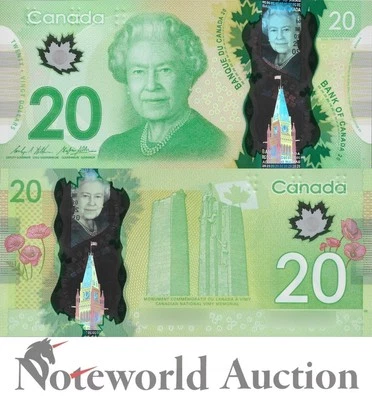 CANADA 20 Dollars 2012 P 108 Polymer WILKINS / POLOZ Queen Elizabeth II UNC - Image 1 of 3
