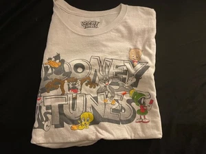 Looney Tunes Shirt 2XL Extra Large White Crew Neck Cartoon Bugs Bunny White Crew - Picture 1 of 2