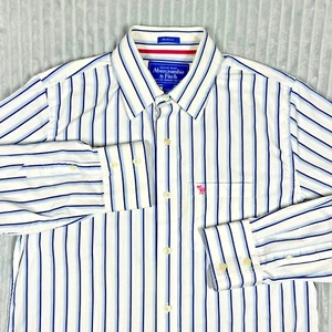 Abercrombie Fitch Muscle Button Up Shirt Men's XL Striped Business Office Preppy - Picture 1 of 12