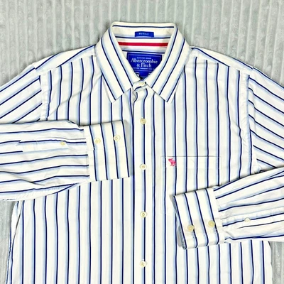 Abercrombie Fitch Muscle Button Up Shirt Men's XL Striped Business Office Preppy - Image 1 of 4