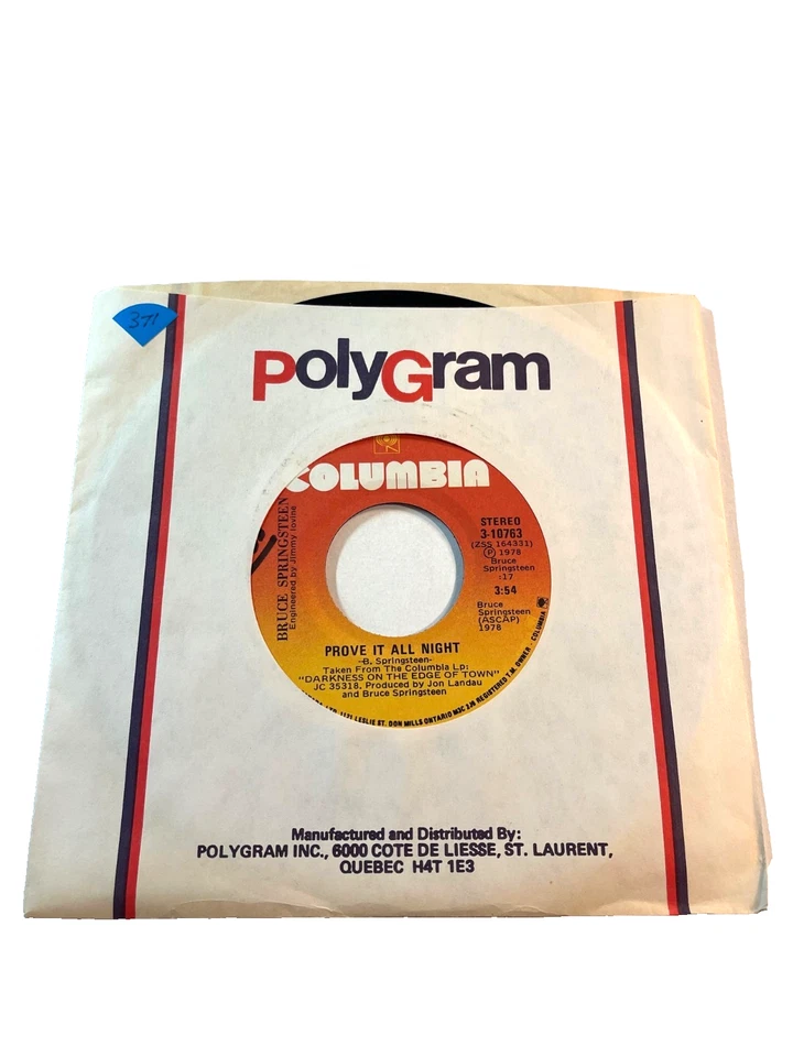Bruce Springsteen-'Prove it all Night' & 'Factory' 7" 45 RPM (#371) - Image 1 of 3