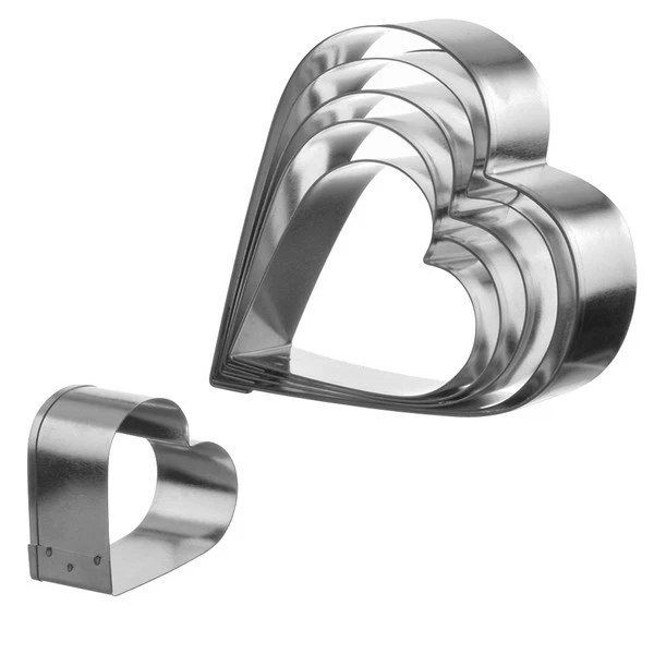 Eva collection, set 5 stampi per biscotti cuore, in acciaio inox - Immagine 1 di 1