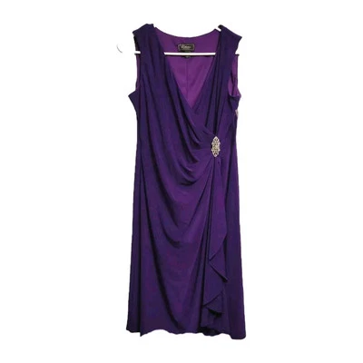 Nuevo Vestido Pequeño Colección Dressbarn Talla 6 Púrpura Imitación Envoltura Con Broche Foto 1 de 4