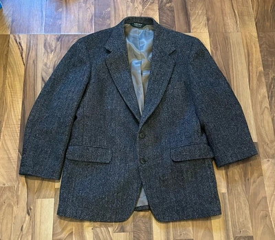 Blazer Harris Tweed Vintage Masculino 41R Jaqueta Herringbone Lã Escocesa - Imagem 1 de 4