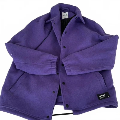 Zara Purple Fleece Jacket with Snap Buttons - Image 1 of 3