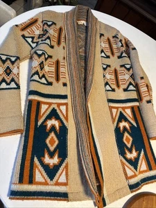 VTG Sabra Wintuk Belted Cardigan Open Front Shawl Collar Southwestern S No Belt - Picture 1 of 8