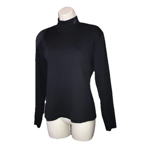 Vintage Harley Davidson Black Mock Embroidered Grey Logo Turtleneck Women’s L - Picture 1 of 8