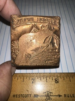 Print Block ( TRADE MARK ) Beaver Building Dam. Nice Details! - Image 1 of 4