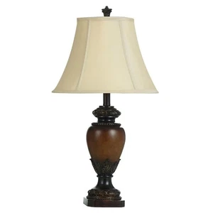 28.5 in. Brown Table Lamp with Taupe Fabric Shade - Picture 1 of 6