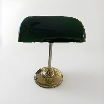 Lámpara de Escritorio Banquero De Colección Pantalla de Vidrio Verde Biblioteca Underwriters Laboratories Inc Foto 1 de 4
