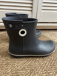 Crocs Women’s Jaunt Blue Rain Boots Rubber Mid Calf Pull On Size W 10 Uk 8 - Picture 1 of 20