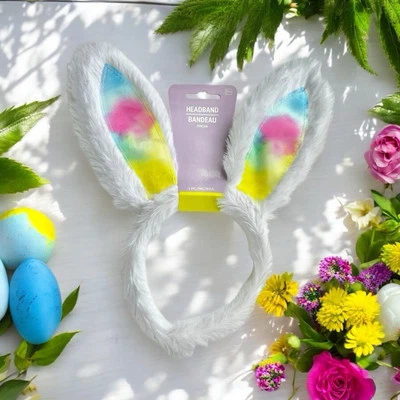 Lote De 2 Diademas Esponjosas Conejito Blanco Arco Iris Fiesta de Pascua Fiesta Regalo NUEVO Foto 1 de 4