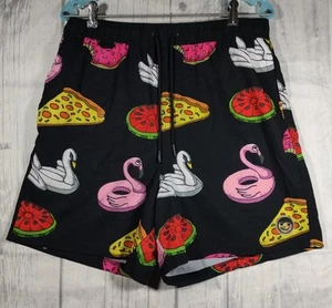 NEFF Swim Trunks Mens - XL Flamingo Floaties With Pizza Donut Watermelon Shorts - Picture 1 of 8