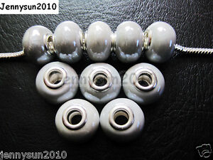 20pcs Big Hole Porcelain Ceramic Rondelle Spacer Beads Fit European Charm 