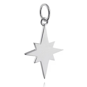 North Star Silhouette Charm - 925 Sterling Silver - Christmas Stars Northstar - Picture 1 of 4