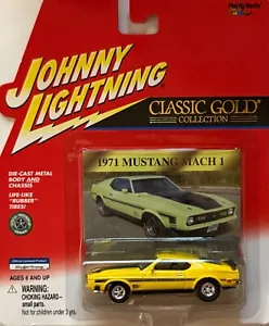 Mustang Mach 1 1971 Johnny Lightning Classic Gold 1:64 amarillo Real Riders - Imagen 1 de 1