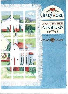 Countryside Afghan  Jim Shore Mill Hill Cross Stitch Chart Houses Hills Horse - Image 1 of 2