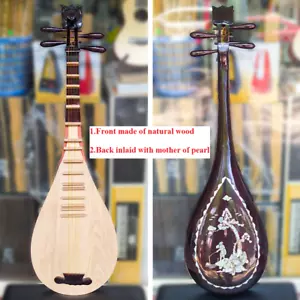Pipa vietnamita 4 accordi lute in legno naturale anteriore e madreperla posteriore intarsiato - Foto 1 di 16