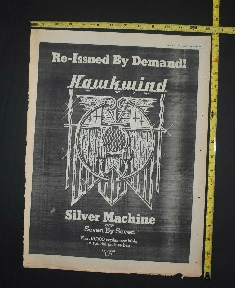 Hawkwind Vintage 1978 Full Page UK Album/Single Ad Silver Machine Seven By Seven - Image 1 of 1