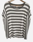 MICHAEL KORS MK Womens Heather Gray & White Striped Short Sleeve Top Size Medium
