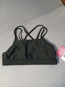 Kanu Surf Swim Top GIRLS  size 10 Black Cami  Strappy Bikini stretch Beach - Picture 1 of 7