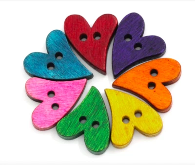 30 Holzknöpfe 21x17mm Herz Herzform Zweilochknöpfe nähen annähen Bastelknöpfe - Bild 1 von 4