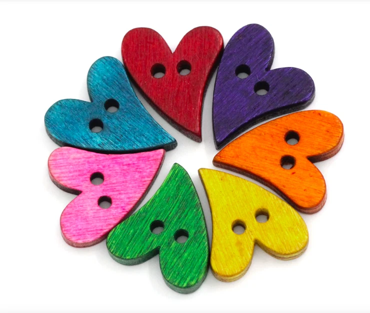 30 Holzknöpfe 21x17mm Herz Herzform Zweilochknöpfe nähen annähen Bastelknöpfe - Bild 1 von 4