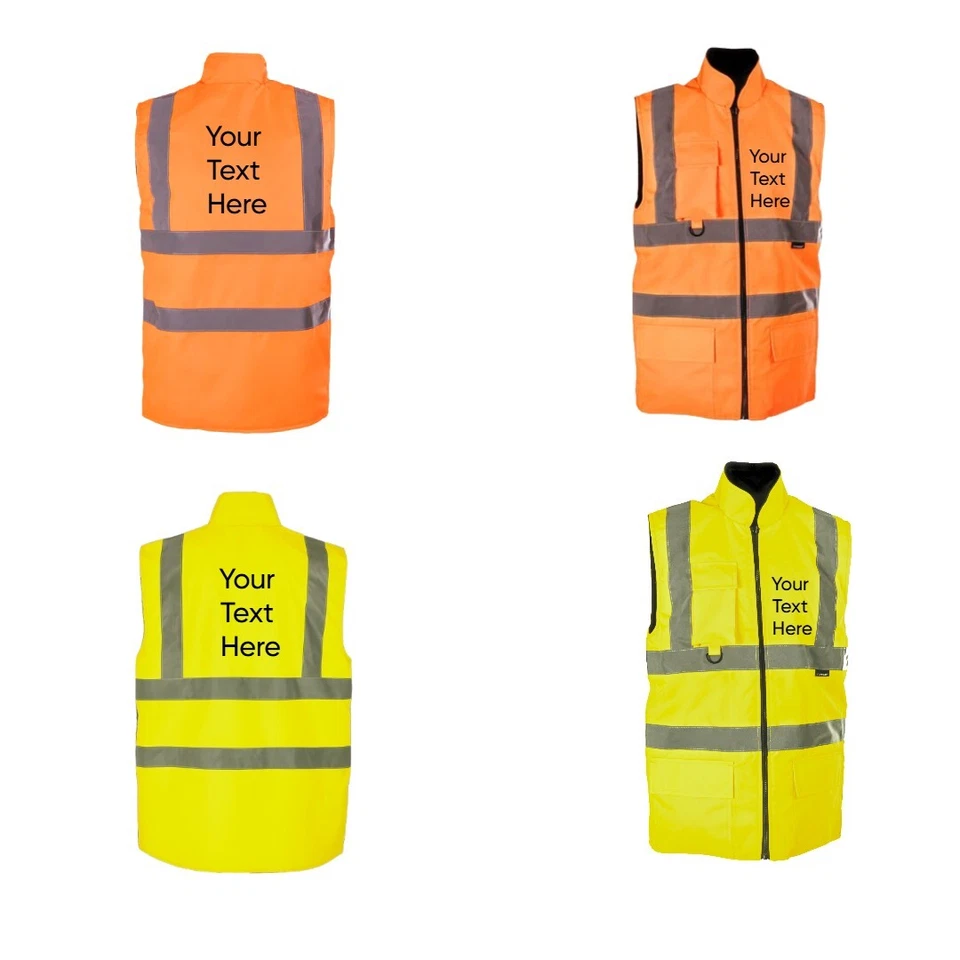 STEP AHEAD Personalized Hi Vis Visibility Viz Reversible Fleece 2 in 1 Body Warmer Jackets
