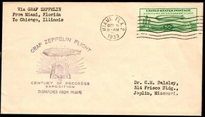 US #C18 FDC 50c Baby Zeppelin Oct 6, 1933 Miami to Chicago in VF-XF (CV $Unl) - Picture 1 of 2