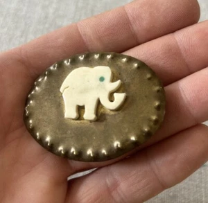Fibbia per cintura vintage elefante in ottone massiccio 2" - Foto 1 di 2