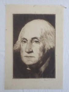 VINTAGE DAVE ROSENTHAL SIGNED ETCHING GEORGE WASHINGTON LIMITED EDITION 8/60 - Picture 1 of 14