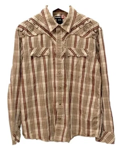 Tony Hawk Shirt Mens Large L Pearl Snap Skater Long Sleeve Plaid Western Cotton - Picture 1 of 11