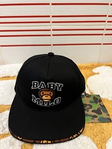 Auténtico A Bathing Ape Doble Visera Solapa Bebé Milo Negro SnapBack - Imagen 1 de 5